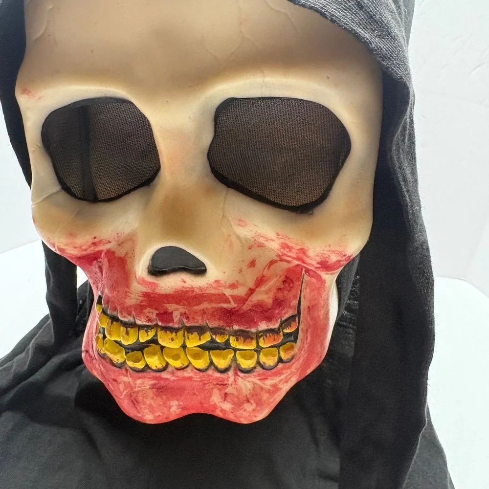 Vintage Easter Unlimited Skull Mask Black Bloody Grim Reaper Halloween